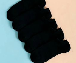 5pairs Unisex Low-Cut Solid Color Socks (Size 6-9) &quot;BLACK&quot; ~ NEW!!! - £6.75 GBP