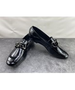 Carvela Loafers Women 6.5M Shoes Black Patent Leather Chain Casual Comfo... - $38.63 CAD