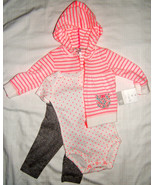 Carter&#39;s Girls 3 Pc Set Hoodie Top Bodysuit Pants 9M 9 Months - $256.59 MXN