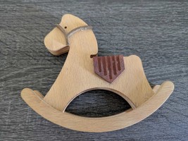 Kids Handmade Wooden Rocking Horse Toy Nursery Decor Small Wooden Horse ... - $40.69 CAD