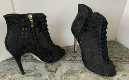 Karen Millen 38 8 7.5 Bootie lace heel Boot black Peep toe $250 - £98.79 GBP