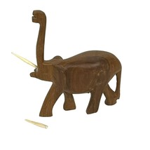 Vintage Elephant Wood Carving Kenya Trunk Up Tusks - $370.83 MXN