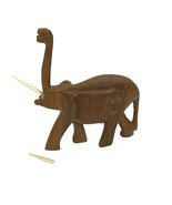 Vintage Elephant Wood Carving Kenya Trunk Up Tusks - $370.83 MXN