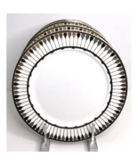 4  Dinner Plates Grace Teaware Black, Gray and Gold Geometric Design 10.… - $58.36