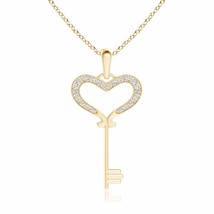 ANGARA Natural Diamond Heart Key Pendant Necklace in 14K Gold (GVS2, 0.13 Ctw) - £439.48 GBP