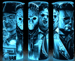 Glow In The Dark Horror Halloween Michael Myers, IT, Freddy Kruger Tumbler Cup - £18.05 GBP