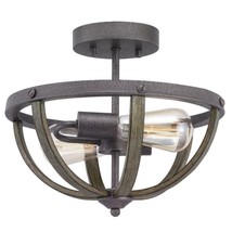 Progress Lighting Keowee 13 in. 2-Light Artisan Iron Semi-Flush Mount 10... - £36.31 GBP