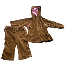 US Polo Assn Girls Baby Infant Size 12 Months Brown Velour Track Suite Set Full - £17.61 GBP