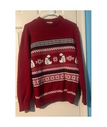 Dockers Red Sweater Snowflake Pattern Knit Sweater Cotton Winter Pullove... - $35.31 CAD
