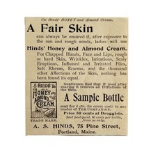 Hinds Honey Almond Cream 1894 Advertisement Victorian Skin Care Beauty A... - £7.81 GBP