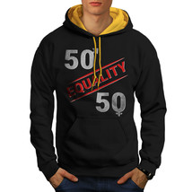 Wellcoda Equality Feminism Mens Contrast Hoodie, 50 by 50 Casual Jumper - £31.00 GBP
