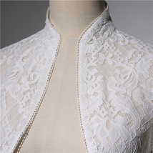 White Long Sleeve Wedding Lace Cover Ups Bridal Plus Size Lace Boleros image 4