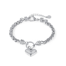 Personalized High Grade Love Titanium Steel Bracelet Women&#39;s Heart Shape Peach H - £13.55 GBP