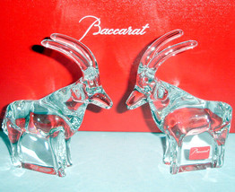 Baccarat Crystal Noah&#39;s Ark Antelope Set of 2 Clear #2105890 France New - £315.27 GBP