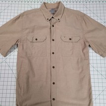 Carhartt Relaxed Fit Large Men&#39;s Button Short Sleeve Shirt Tan Beige Pre... - $13.50