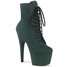 PLEASER ADORE-1020FS 7&quot; Heel Platform Green Faux Suede Lace Up Women Ank... - £73.45 GBP