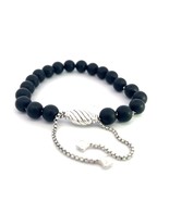 David Yurman Estate Matte Onyx Beads Bracelet 6.6 - 8.5&quot; Silver 8 mm DY546 - €211,03 EUR