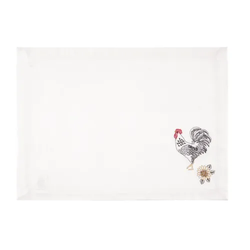 New Parisian Rooster Embroidered Cotton Placemat Set Of 6 13 X 19 C&amp;F Home - £71.09 GBP