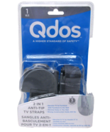 Qdos 2 in 1 Anti-Tip TV Straps - 2 straps,SecureHooks Anchor - Holds 200 lbs - £11.13 GBP
