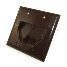 Wall Plate: Double-Gang Recessed Cable Pass-Thru Brown - £17.29 GBP