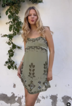 ZARA NEW BNWT. LIGHT KHAKI EMBROIDERED STRAPPY DRESS LIMITED EDITION. 75... - $67.94
