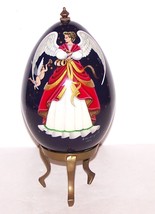 Stunning Rare 1994 R Vandergrift Cobalt With Angel &amp; Cherub 6 1/8&quot; Egg On Stand - £59.19 GBP