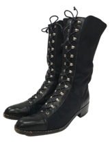 Walter Steiger BLACK ELASTIC LEATHER Boot Stretch Lace Fabric 35.5 US 5.... - $49.99