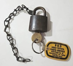 Vint. US Military Brass Padlock M65 American/Junkunc Bros. With Key &amp; Chain/Tag - £13.96 GBP