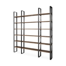 90&quot; Brown Iron and Solid Wood Six Tier Bookcase - $42,112.58 MXN