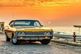 1968 Chevrolet Impala by the ocean Poster | garage and bedroom decor - £15.71 GBP