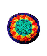 Vintage 80&#39;s Handcrafted Crochet Bohemian  Multicolored Round Zipper Coi... - €12,11 EUR