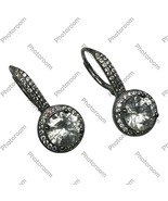 Sterling Silver Earrings Drop Halo Rhinestone Drop French Hook 925 Signed - $56.38 CAD