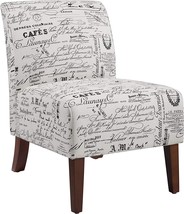 Linon Linen Script Lily, Dark Walnut Chair, 21.5" W x 29.5" D X 31.5" H - £95.11 GBP
