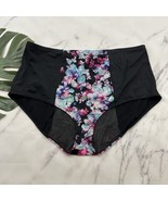 Torrid High Rise Bikini Bottoms Plus Size 4x Black Pink Floral Retro Swim - £15.56 GBP