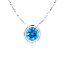 ANGARA 5mm Natural Swiss Blue Topaz Solitaire Pendant Necklace in Silver - £124.38 GBP+