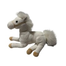 Mary Meyer White Horse Pony Plush Stuffed Animal Sitting 8 Inch Bridle - £8.45 GBP
