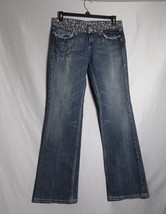 Miss Me Women&#39;s Low Rise Studded Flare Leg Medium Wash Y2K Denim Jeans S... - £35.69 GBP