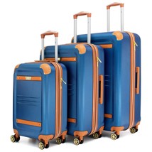 Vintage 3 Piece Expandable Hard Spinner Luggage Set (Blue) - £154.61 GBP