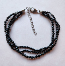 Thai Black Spinel Bead 3-Strand Bracelet in 925 Sterling 7.25-9.25 in 30 ctw - £14.39 GBP