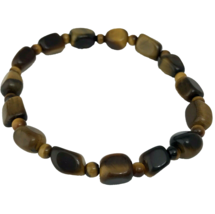 QVC Genuine Tiger Eye Beaded Stretch Bracelet - £6.77 GBP