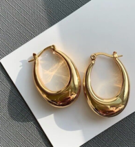 18ct Solid Gold Alta Handbag Hoops Earrings - 18K, Au750, large, chunky, stylish - £184.35 GBP