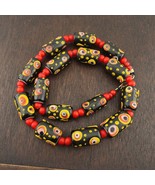 Amazing Vintage Gabri African Style Eyes Glass red White heart beads nec... - $1,224.04 MXN