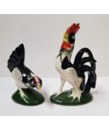 2 Chicken Ceramic Figurines Vintage Hen Rooster Decorative Mid Century B... - $20.79