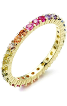 ADIRFINE 925 Sterling Silver 2MM Round Rainbow Colored Eternity Ring - £62.64 GBP