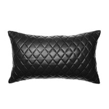 Pillow Cushion Set Genuine Soft Lambskin Stylish Black Cover Leather Decor - £35.27 GBP