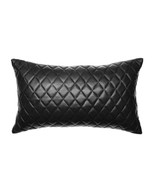 Pillow Cushion Set Genuine Soft Lambskin Stylish Black Cover Leather Decor - $823.49 MXN