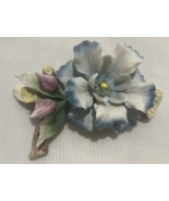 Lg Porcelain Capodimonte Flower Floral Centerpiece Iris on a Branch - $384.78 MXN