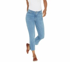 Isaac Mizrahi TRUE DENIM Ankle Jeans w/Side Slits-Light Indigo-Petite 4 ... - £17.97 GBP