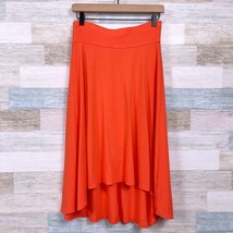 Ann Taylor Jersey High Low Hem Skirt Orange Pull On Stretch Casual Womens XS - $19.79