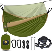 Camping Hammock With Net,Portable Lightweight Double Hammocks With Tree Straps - £38.26 GBP